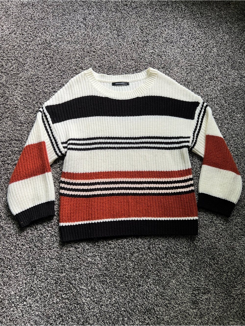 MEROKEETY Striped Women’s Sweater
